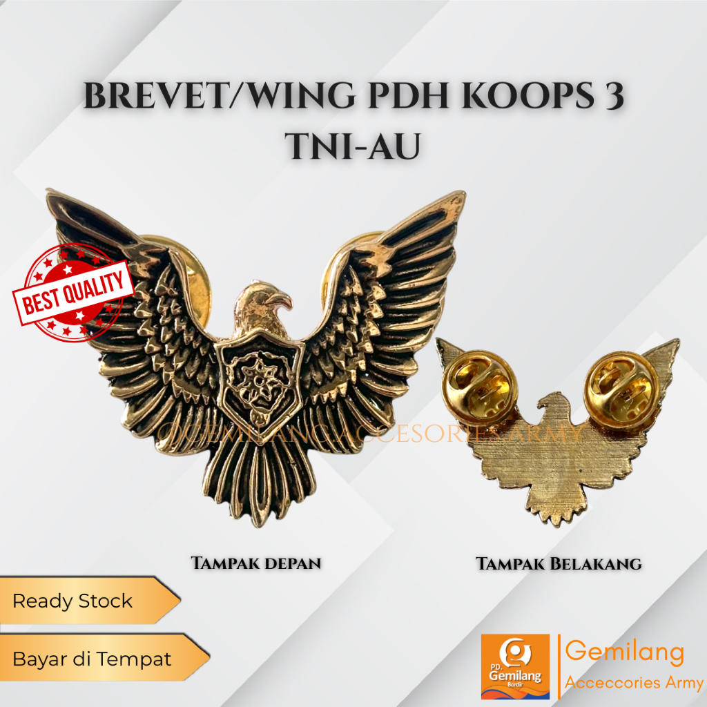 Wing PDH KOOPS III TNI AU | Brevet PDH KOOPS III TNI AU | Ready Stock