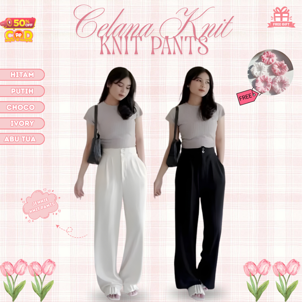 Knit Pants Korean Style - Knit Super Lembut 132M Single Pants