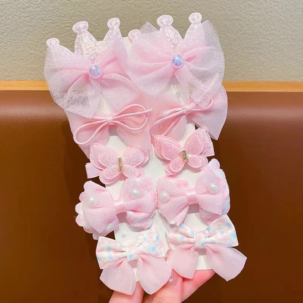 Set jepit rambut anak perempuan gliter glitter mahkota crown kain tile payet hiasan kepala jepitan h