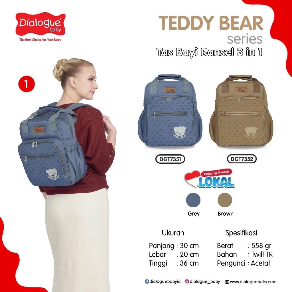DIALOGUE TEDDY BEAR SERIES TAS RANSEL (DGT 7351 - 7352)