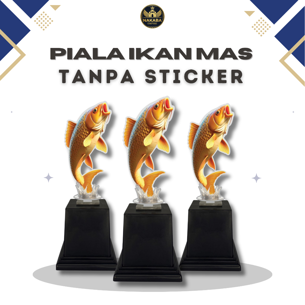 Piala Akrilik Motif Ikan Mas Memancing Lomba Kemerdekaan Hadiah 17 Agustus Indonesia
