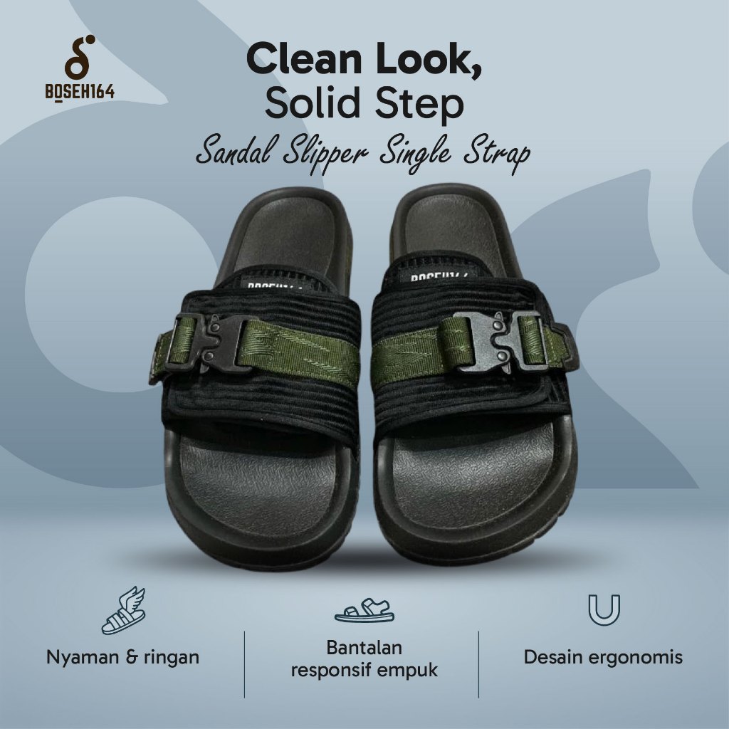 Sandal Slop Pria Wanita Single Strap Material Webbing Nylon Phylon Style Casual Harian