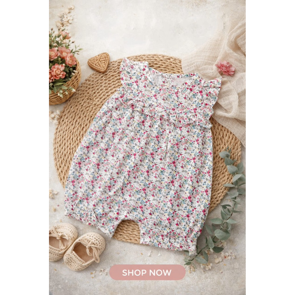BabyLyn - jumpsuit bayi lucu - jumpsuit bayi cantik - Bayi jumpsuit flower - jumpsuit bayi denim - j