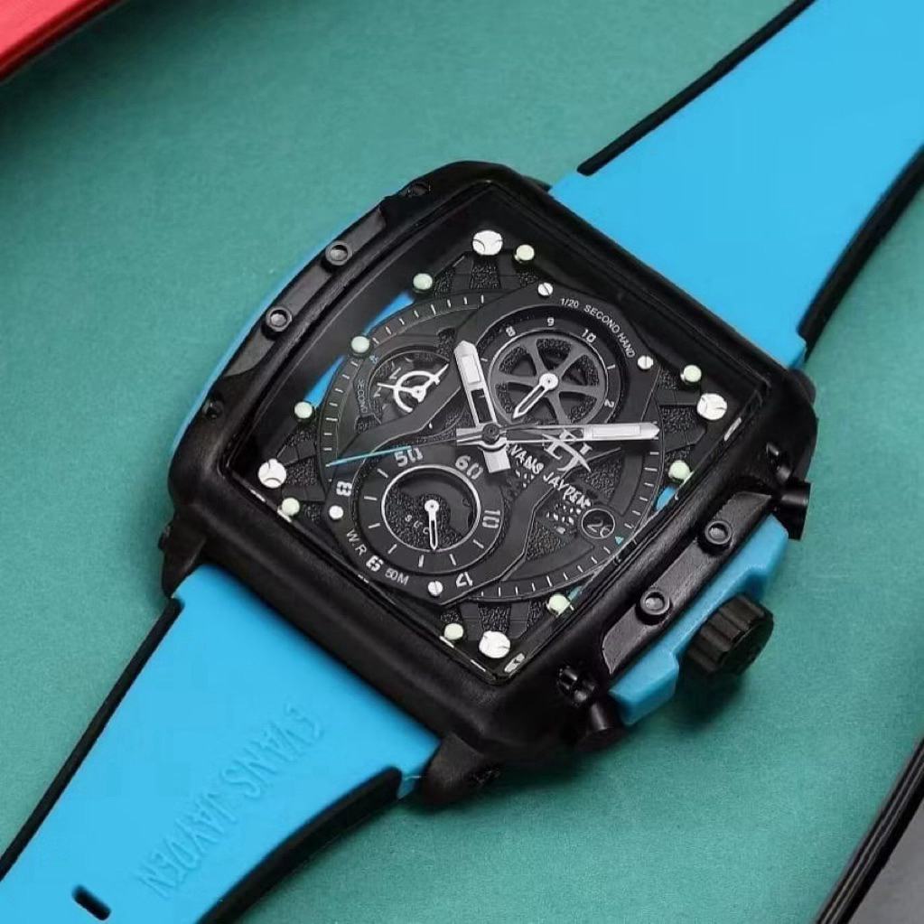 Evans Jayden Jam Tangan Pria 9550 Rubber Silicon Kaca Sapphire Water Resistant 5ATM