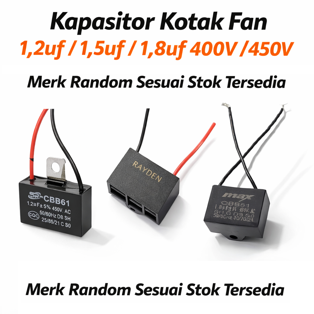Kapasitor Kotak 1,2UF 1,5UF 1,8UF 400V/450V / Kapasitor Kipas Angin Capasitor Kotak 1,2 1,5 1,8 UF