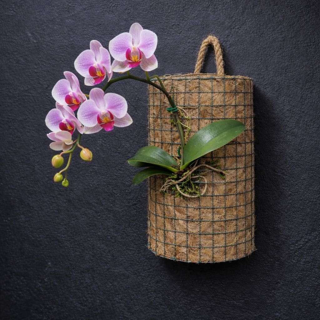 Papan Pakis Anggrek Tempel Setengah Lingkaran Serabut Kelapa | Tinggi 22cm Lebar 15cm