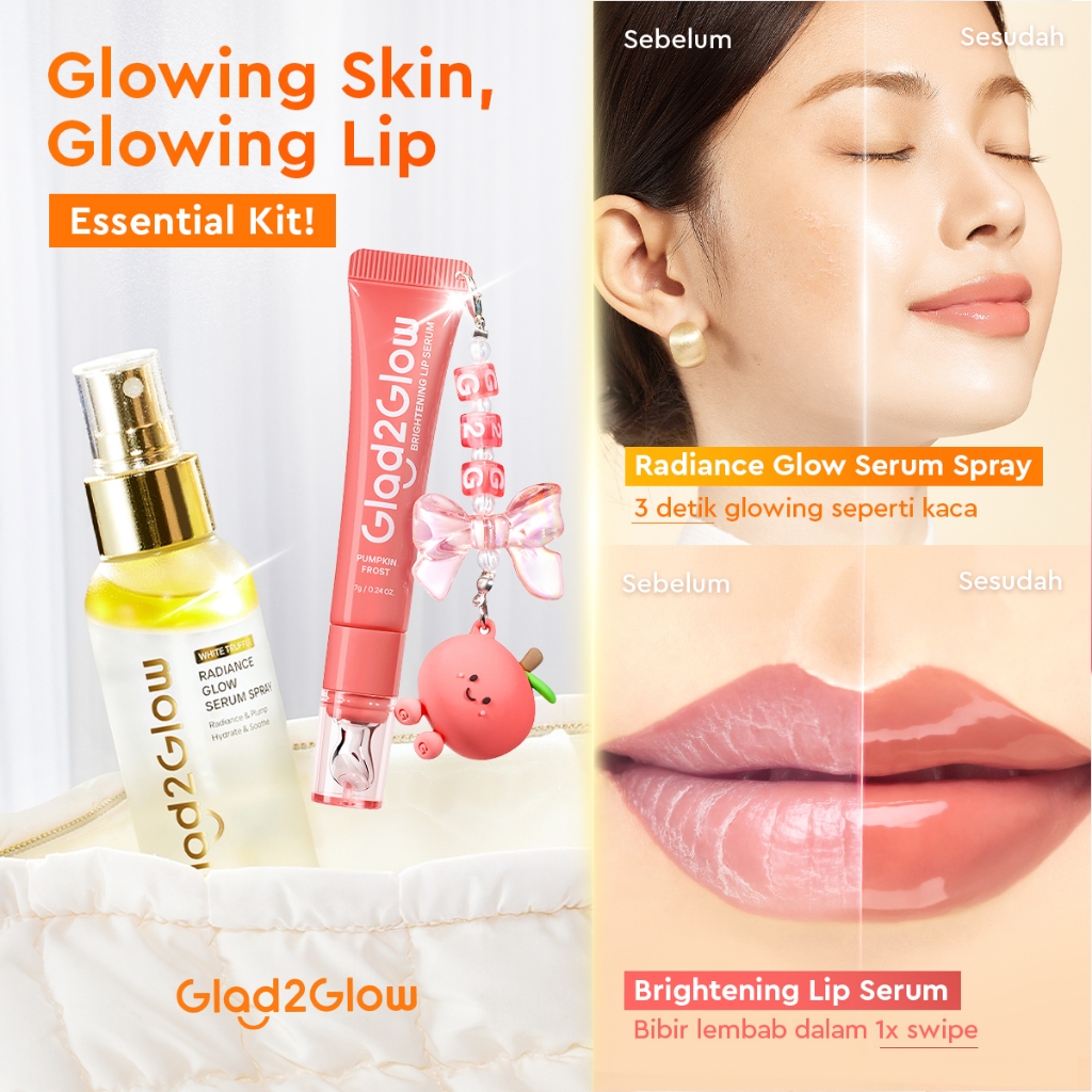 [ 2PCS Lebih Cuan ]Glad2Glow Brightening LipSerum - BERRY SODA SHADE READY STOCKVC-IP Vitamin E 3in1