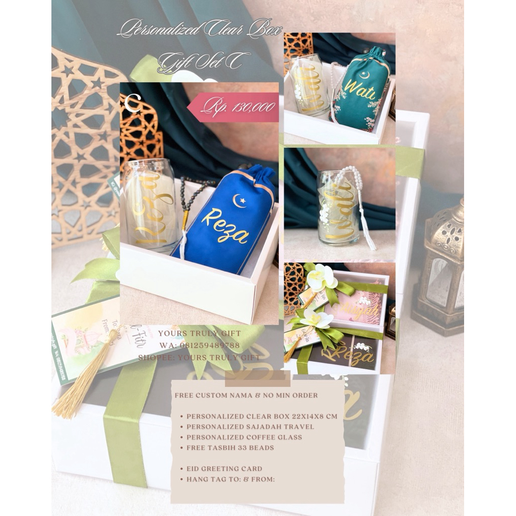 PERSONALIZED CLEAR BOX GIFT SET C • Idul Fitri Hampers 2026 • Lebaran Gift • Custom Hampers • Ramadh