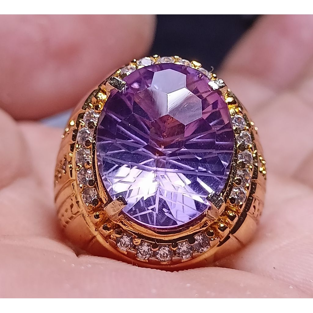 CINCIN BATU PERMATA KECUBUNG AMETHYST ORIGINAL BRAZIL+MEMO