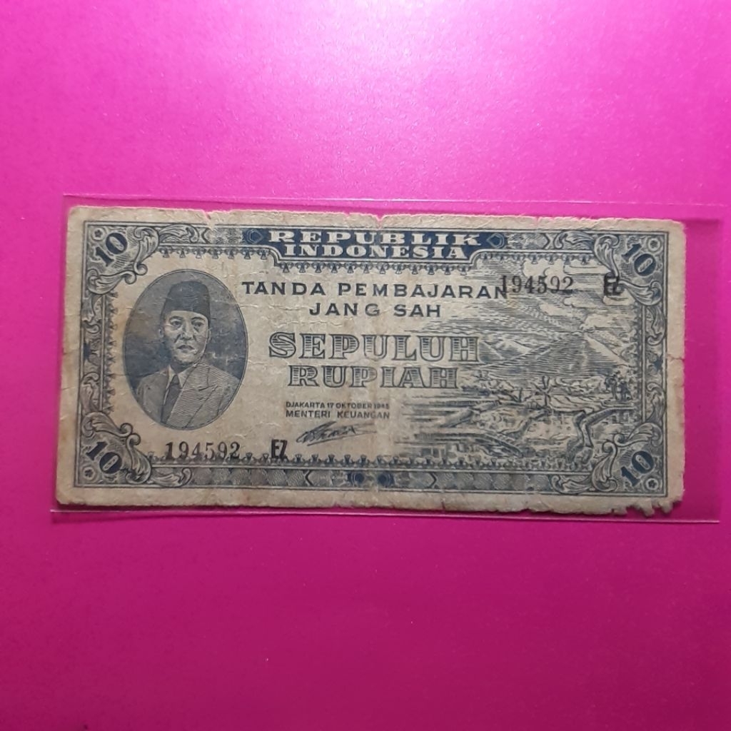 uang kuno 10 rupiah ori 1945