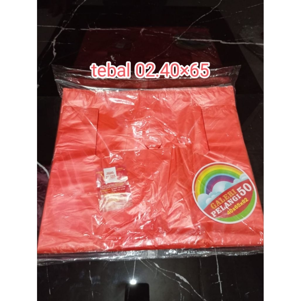 50lb/kresek jumbo merah 02x40x65/kresek galeri pelangi tebal