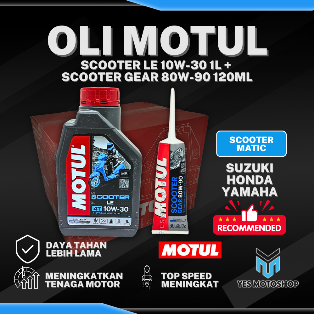 OLI MOTUL MOTOR MATIC SCOOTER LE 10W-30 4T 1 LITER + GEAR OIL GARDAN OLI 120ML