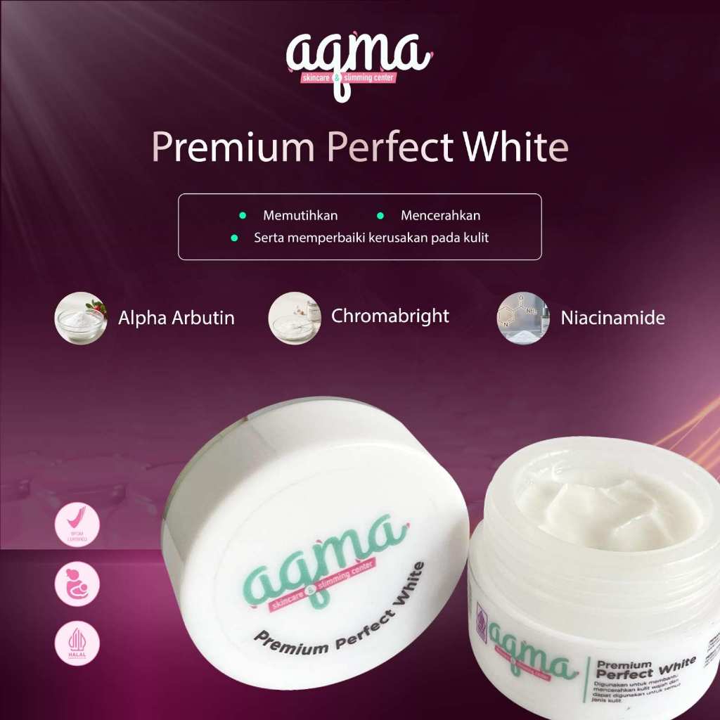 AQMA SKINCARE - Krim Premium Perfect White (Krim Melasma) / Krim Malam Untuk Flek Hitam / Alpha Arbu