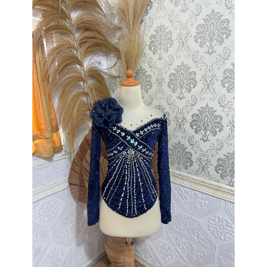 kebaya navy bunga pundak size S-5XL