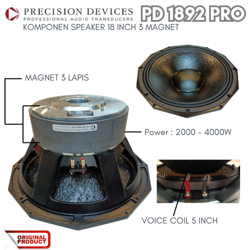 KOMPONENT SPEAKER PD1892MKIII PRO TRIPLE MAGNET Speaker Komponen 3 Magnet