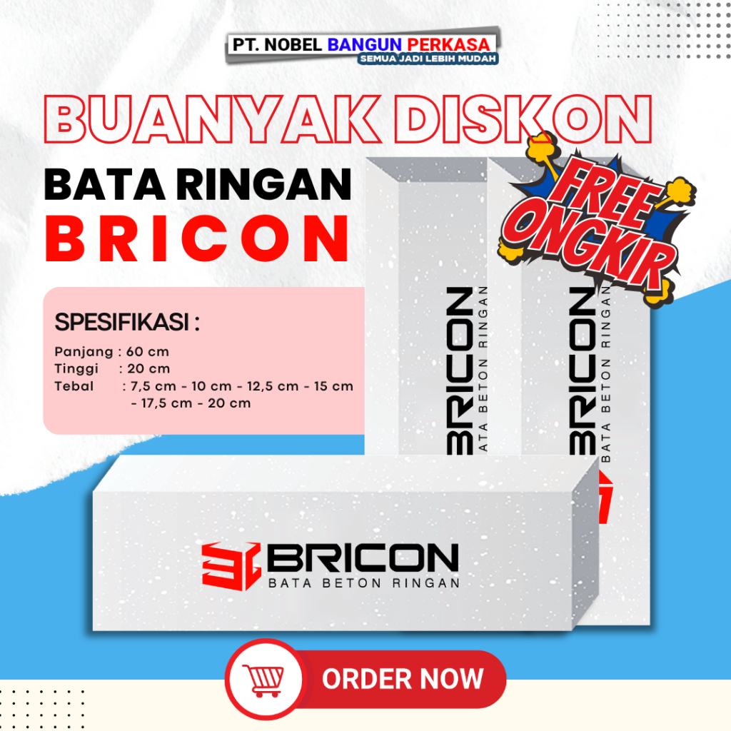 Bata Ringan Bricon / Hebel Bricon AAC SNI Gratis Ongkir Siap Kirim Seluruh Indonesia