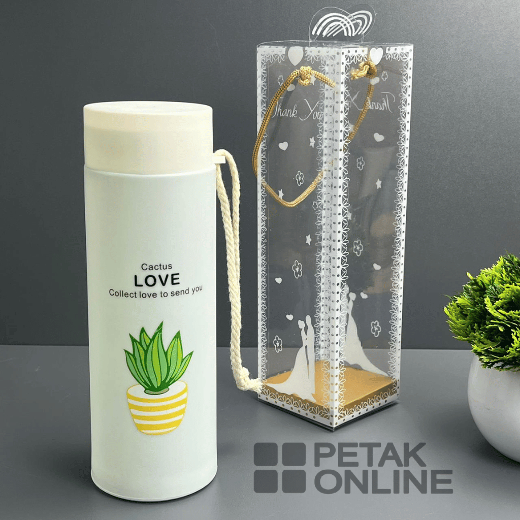 Botol/ Tumbler Kaktus Kemasan Mika Motif Pengantin