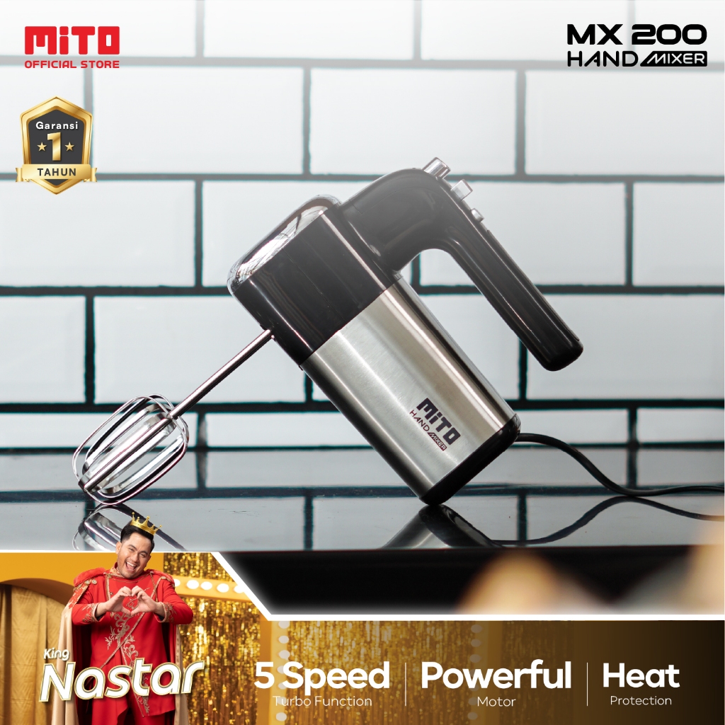 MITO Hand Mixer MX200 Pengaduk Adonan Kue 5 Kecepatan Turbo