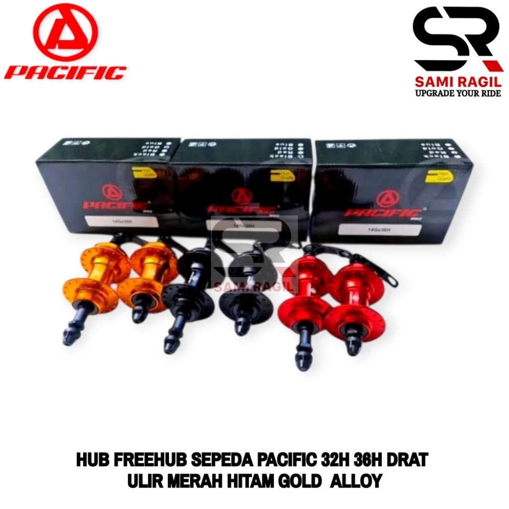 HUB FREEHUB BOSCH BOS SEPEDA PACIFIC LUBANG HOLE 32 36 32H 36H DRAT ULIR MERAH HITAM EMAS GOLD SELI 