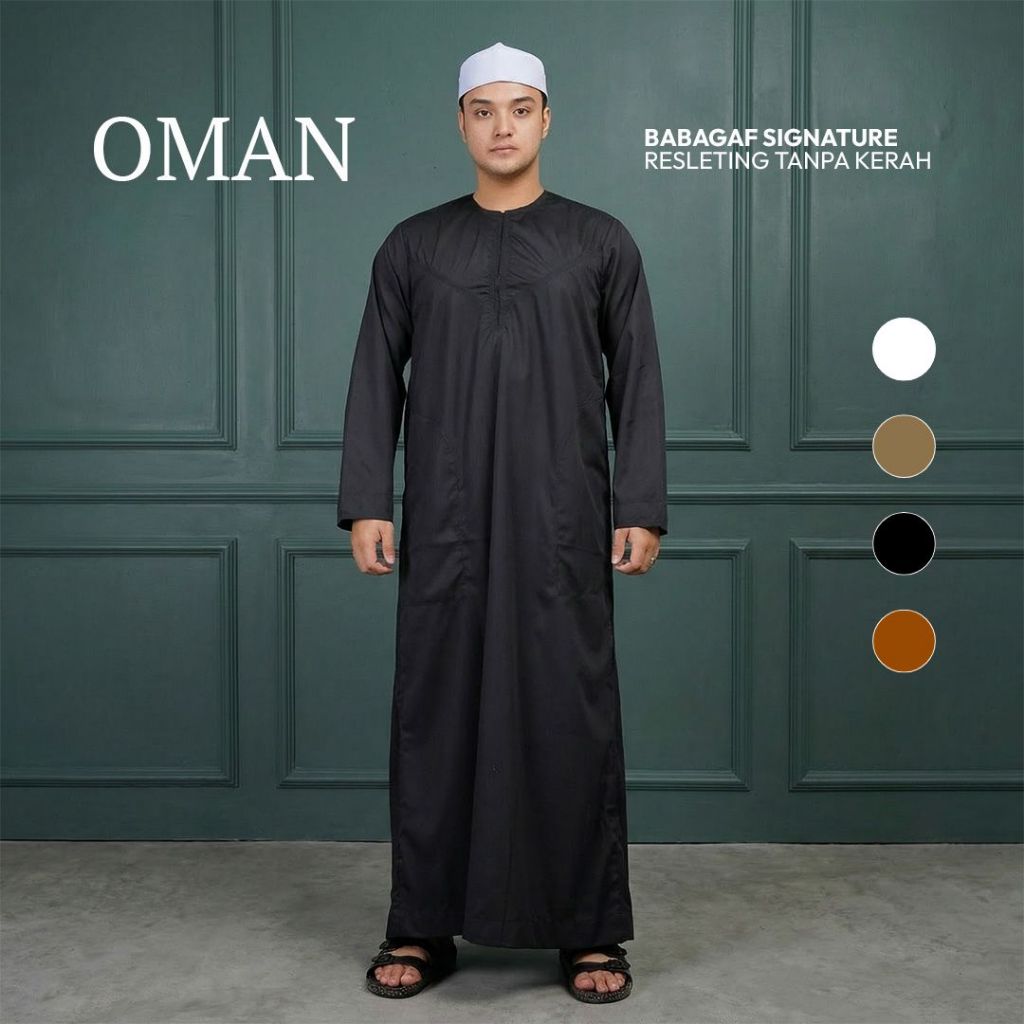 Babagaf Gamis Oman Resleting Premium