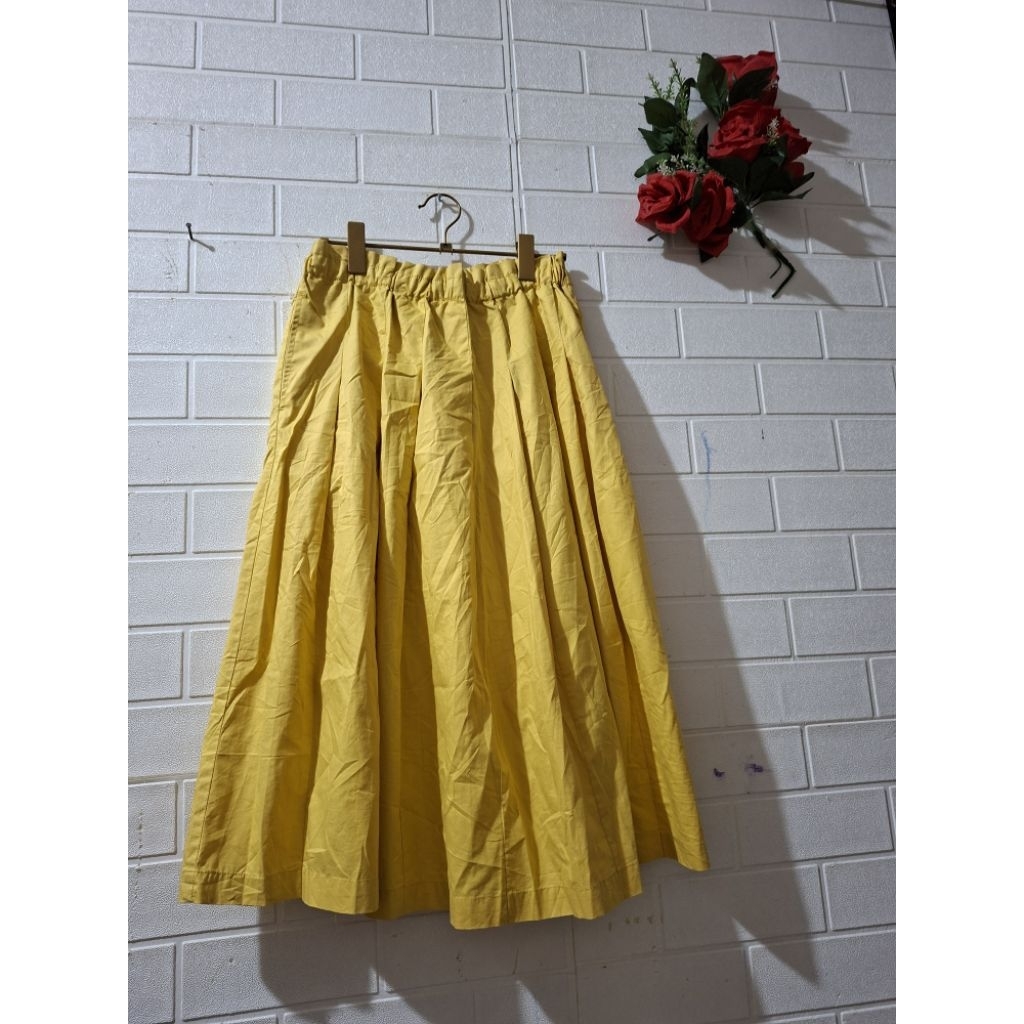 Rok poplin Niko and yellow midi