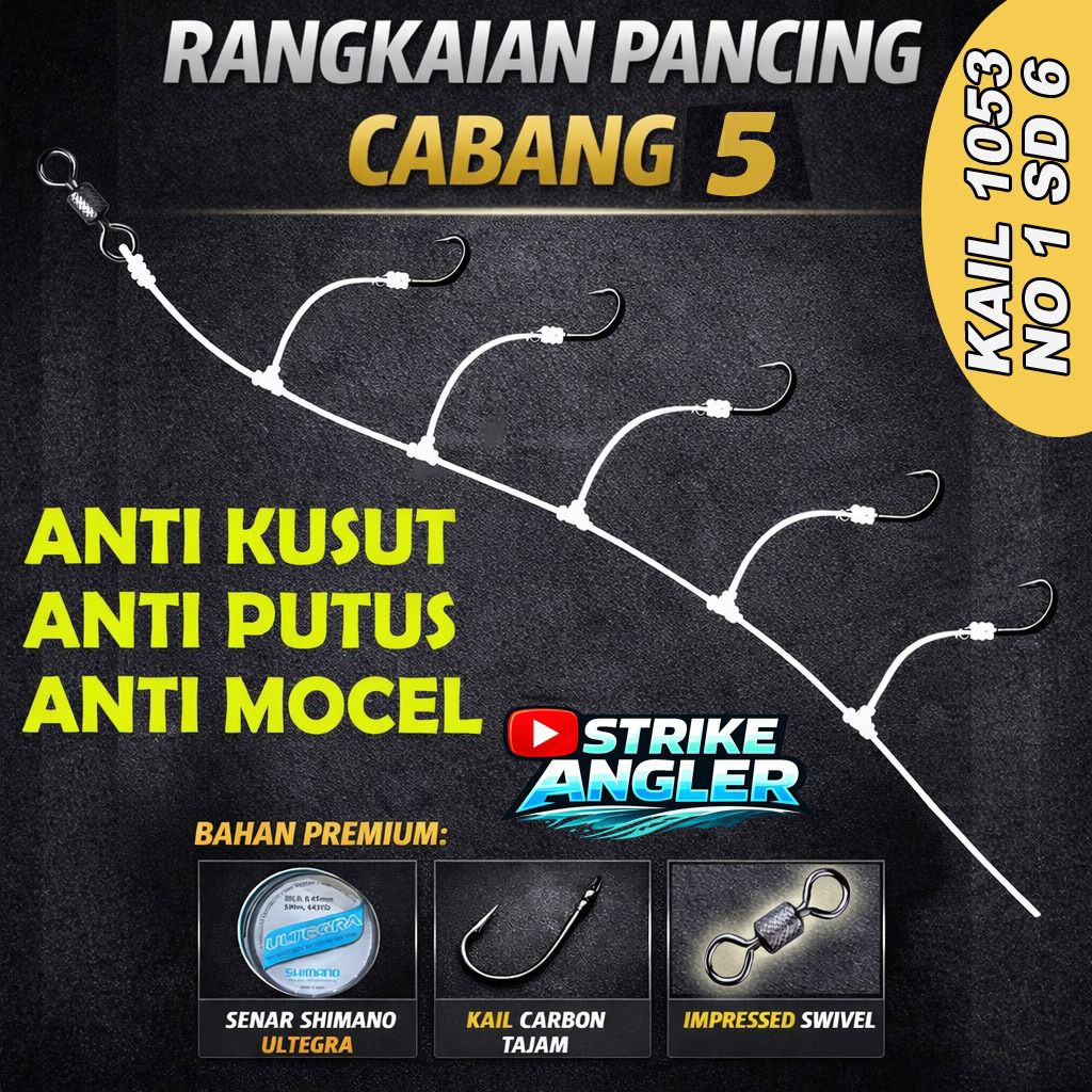 rangkaian pancing cabang 5 rakitan pancing