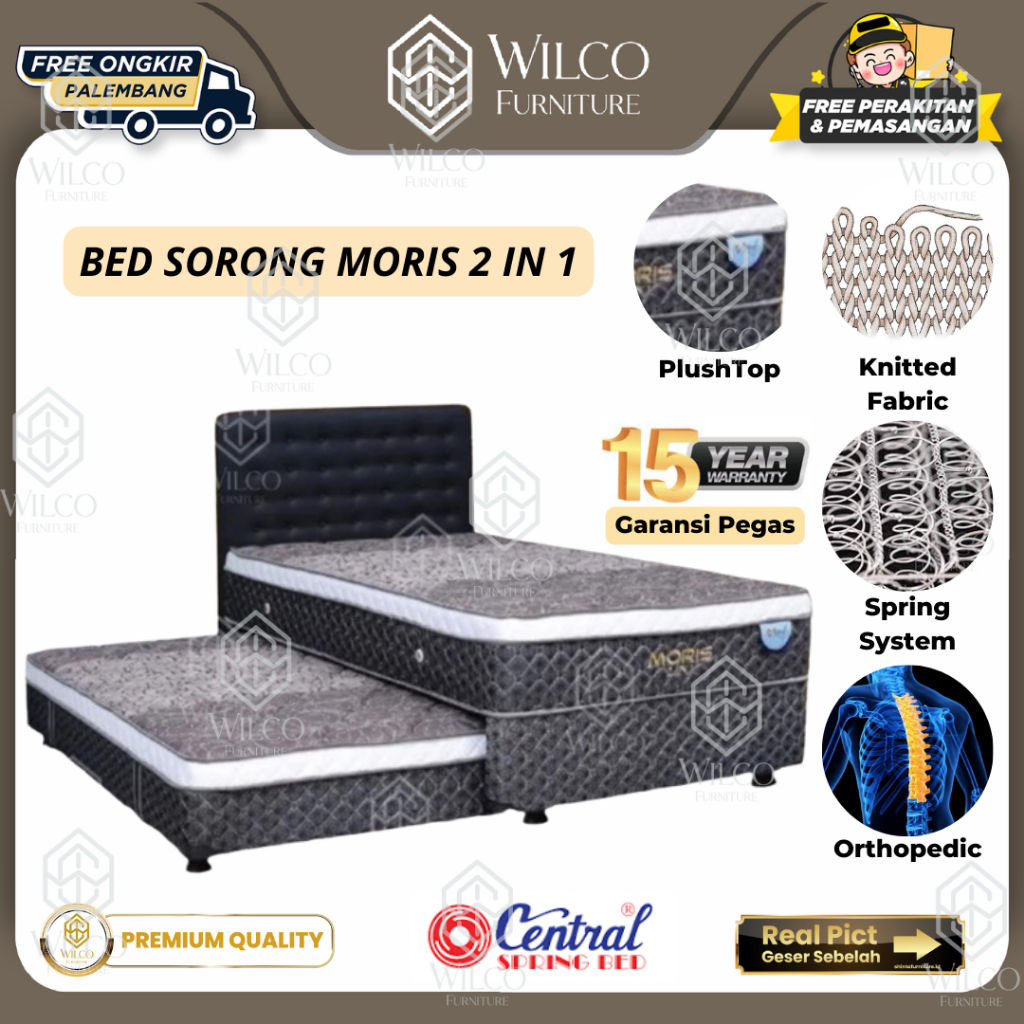 Bed Sorong 2 in 1 Central Moris Matras Orthopedic / Kasur Springbed - Fullset 100x200