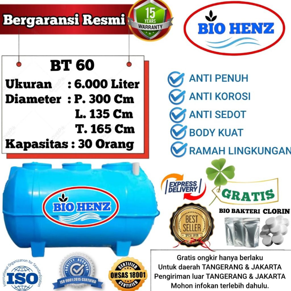 SEPTICTANK 6.000L BIOHENZ/BIOTECH/BIOFILL/BIOTANK Ramah Lingkungan