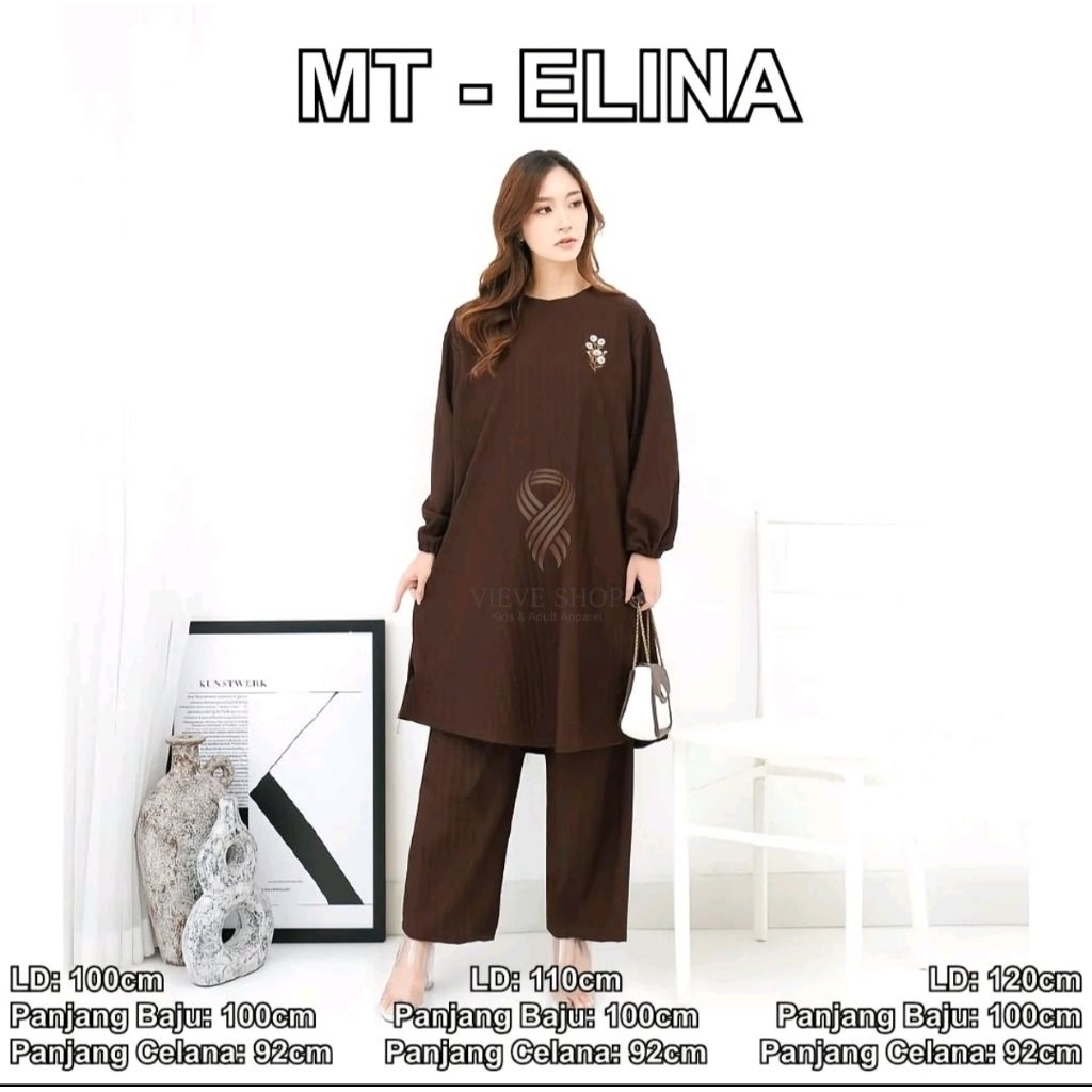 VS - Setelan Oneset Elina Tunik Variasi Bordir Celana Kulot