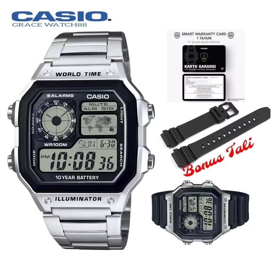 Jam tangan pria Casio AE-1200WHD-1AVDF Jam tangan casio ae-1200whd-1 casio digital bonus tali origin