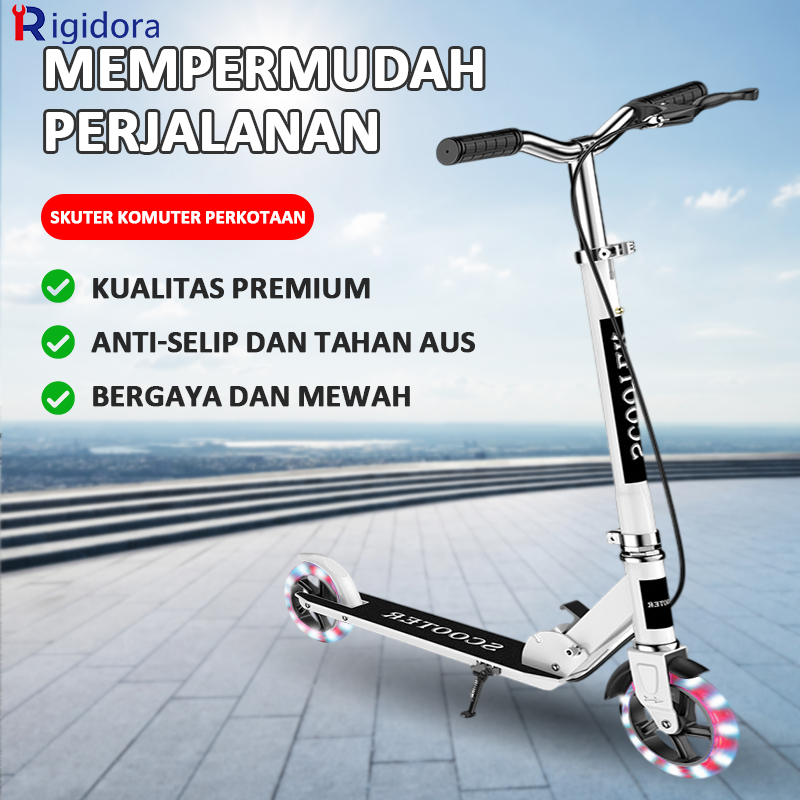 Rigidora Skuter Listrik Murah Promo Skuter Roda 2+Bell+Rem Tangan 4IN 1/Dapat disesuaikan/Cocok Untu