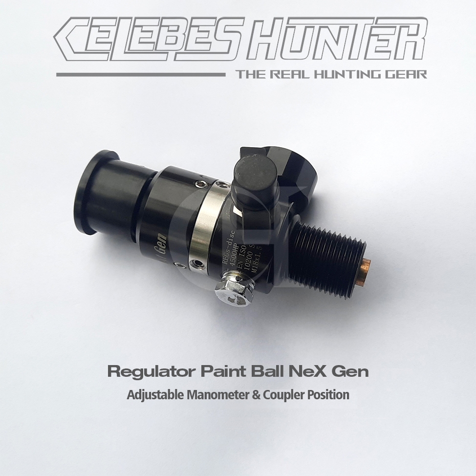 Regulator Paintball Next Gen Versi Standart drat M18 / Regulator Paintball adjustable manometer, cou