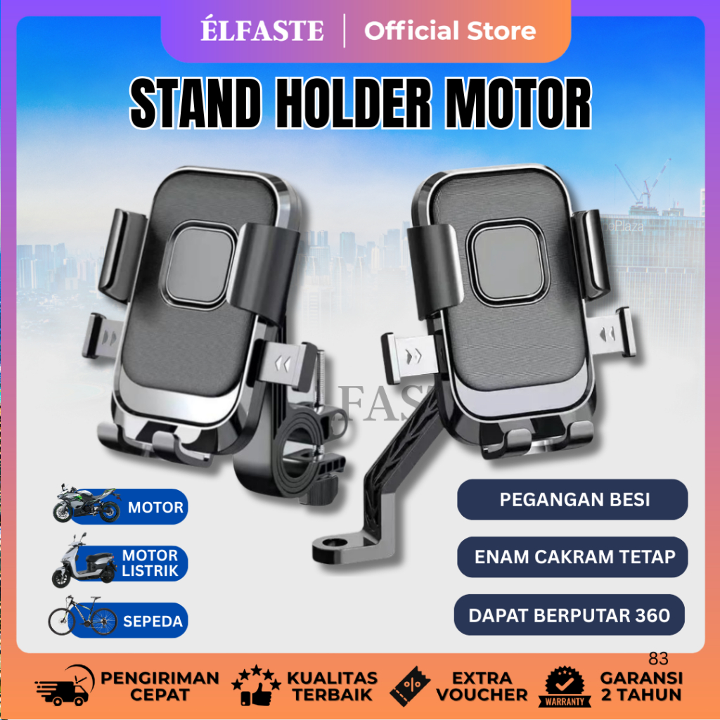Braket Ponsel Universal untuk Spion Motor dengan Penyangga Stang Anti Goyang