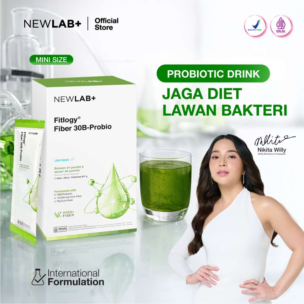 NEWLAB Mini Box Fitlogy Apple 30B Drink | Minuman Serbuk Rasa Apple Mint 7 Sachet