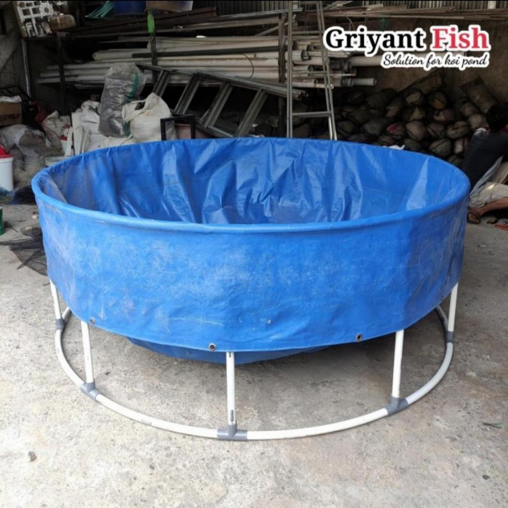 Paket VAT Kolam Terpal Karantina Kolam Ikan Koi Orchid D1,5m T 1m Full Set Pompa Tong Media Filter