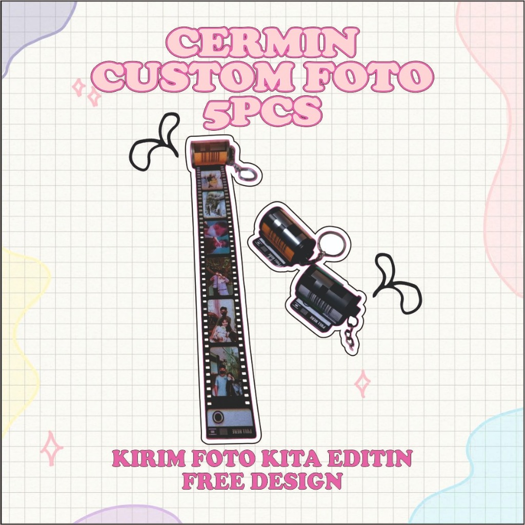 Roll Film Custom Gantungan Kunci 6 foto / Kado Gantungan Roll Film 5 pcs