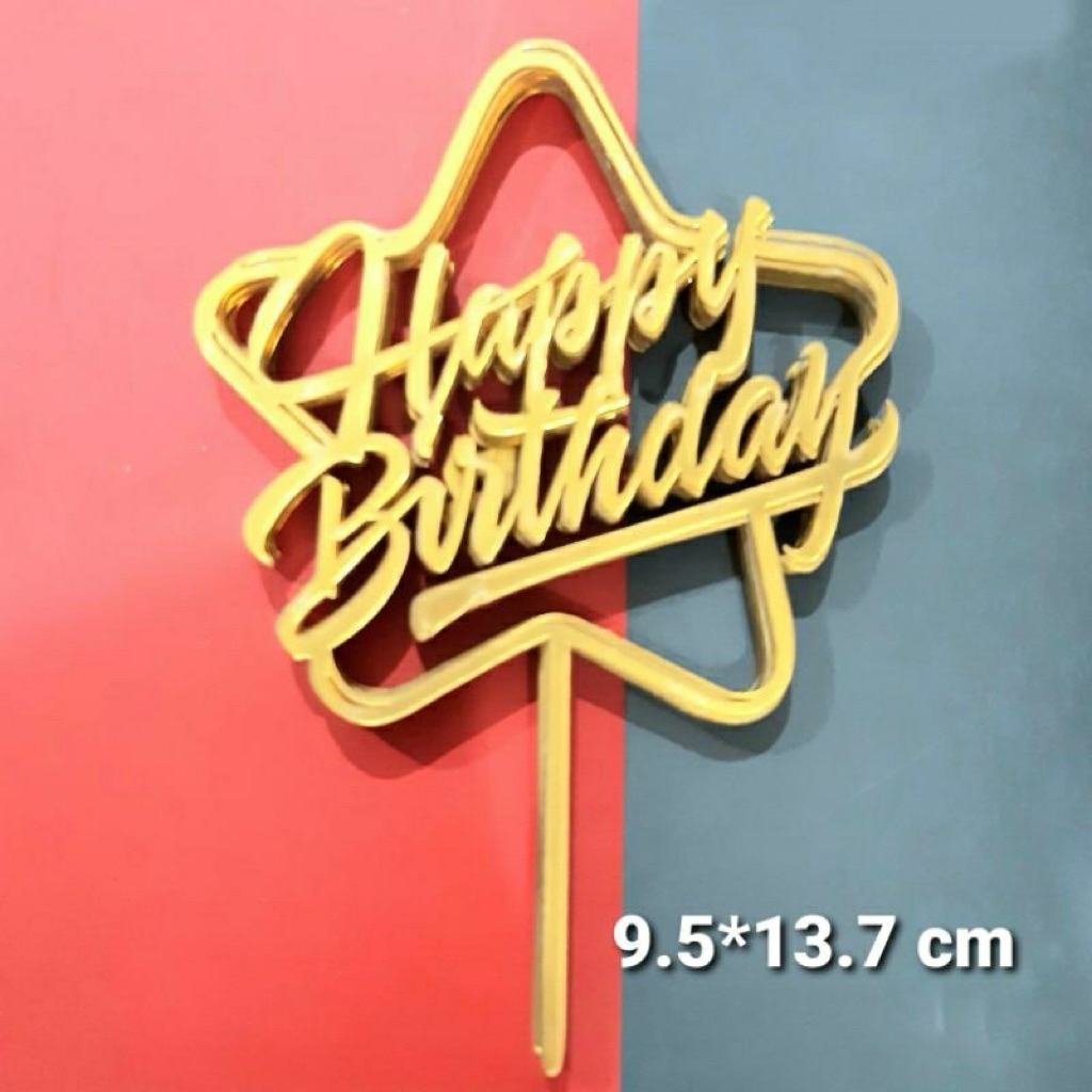 Khusus grosir topper hbd Ultah akrilik / Tancapan happy birthday akrilik grosir mulai dari 5 pcs