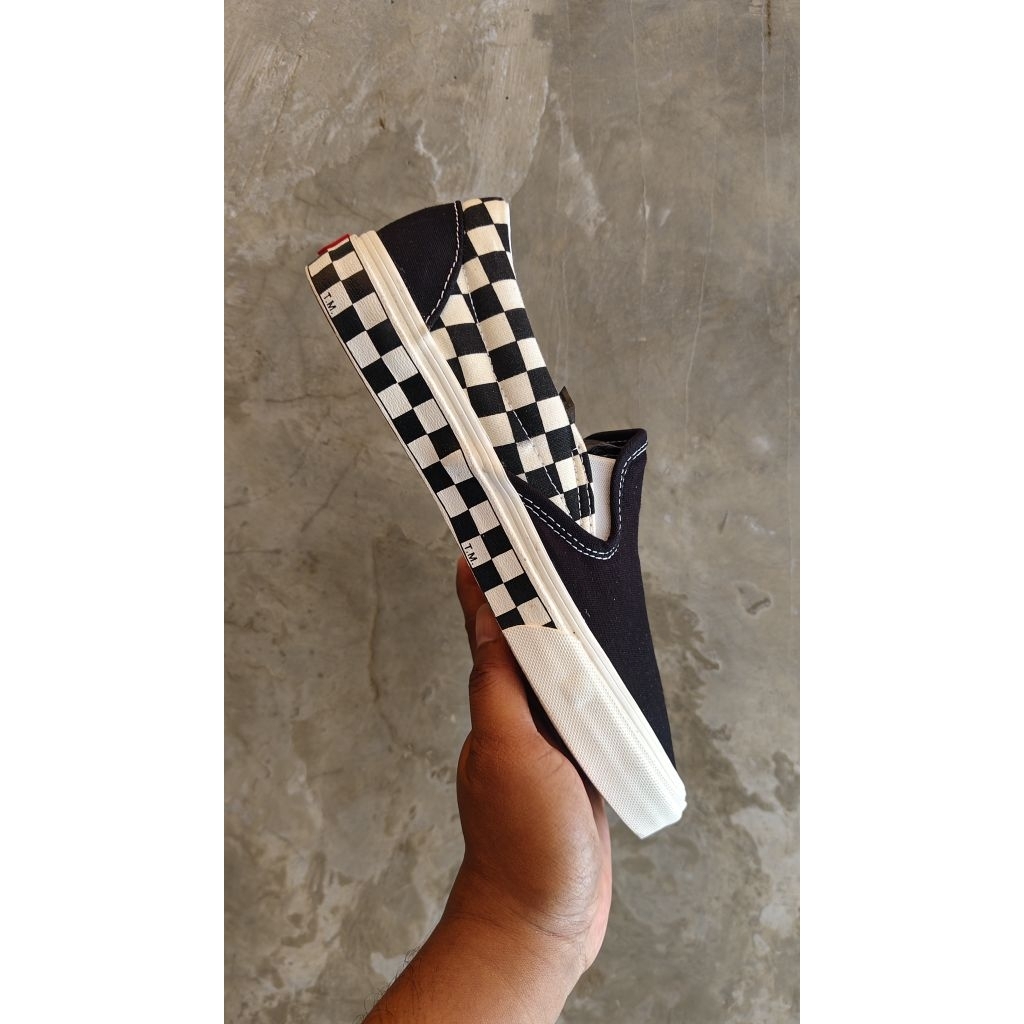 Vans Slip On Classic Sidewall Checkerboard Black White
