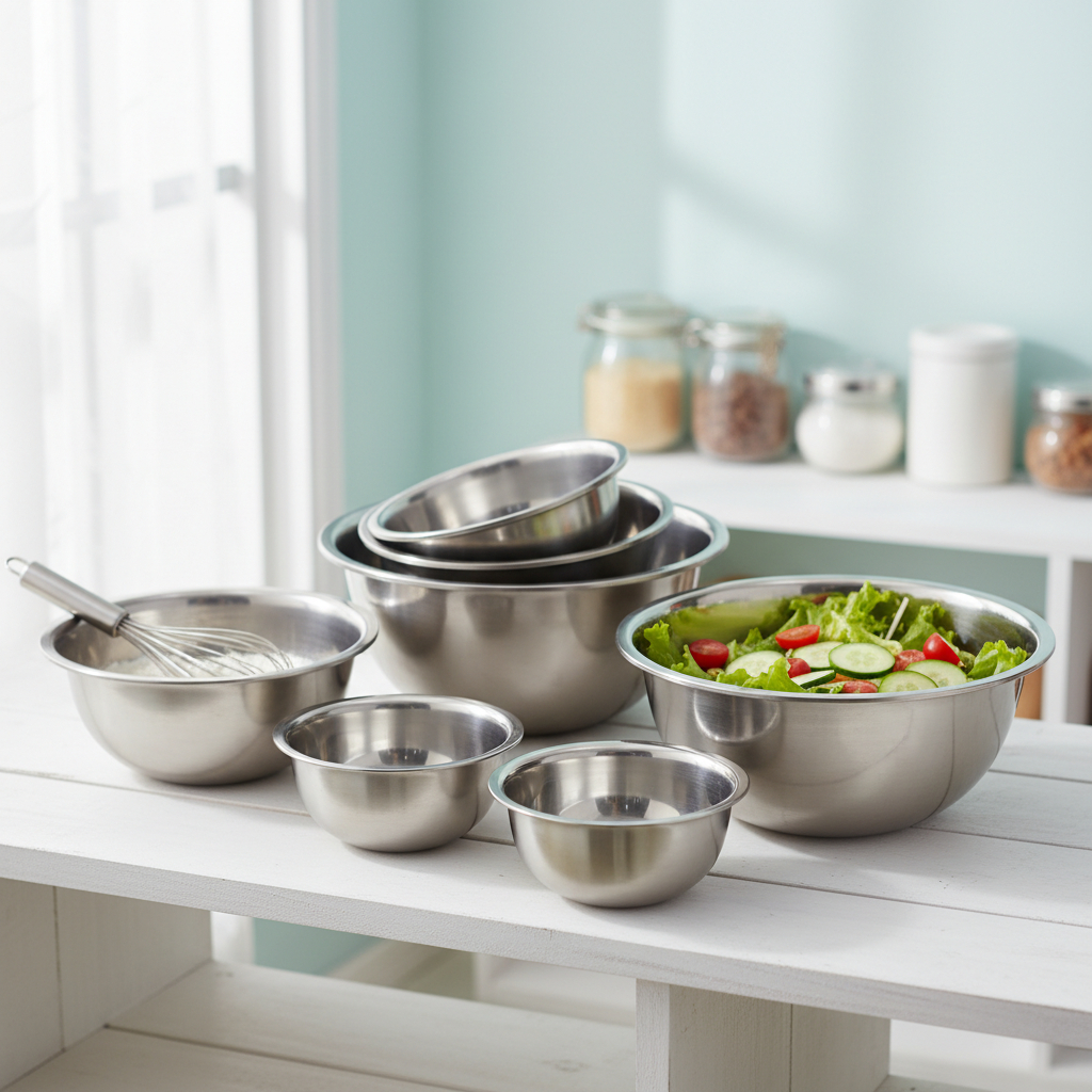 Baskom Mangkok Stainless Steel Tebal Anti Karat Wadah Makanan Serbaguna Tahan Panas Premium