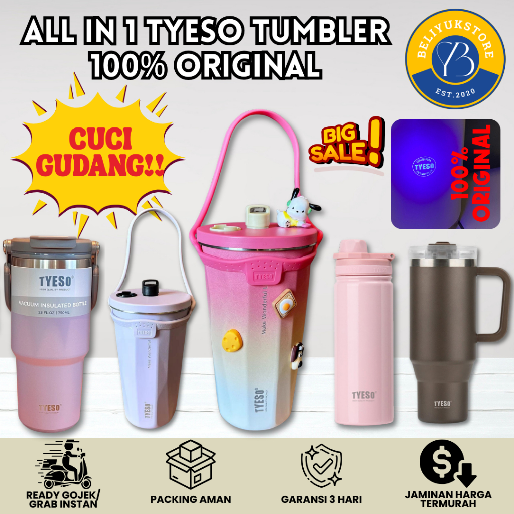 TYESO TUMBLER ORIGINAL CUCI GUDANG / Tyeso Tumbler All In 1 Original / Tumbler Tyeso Gradasi Free St