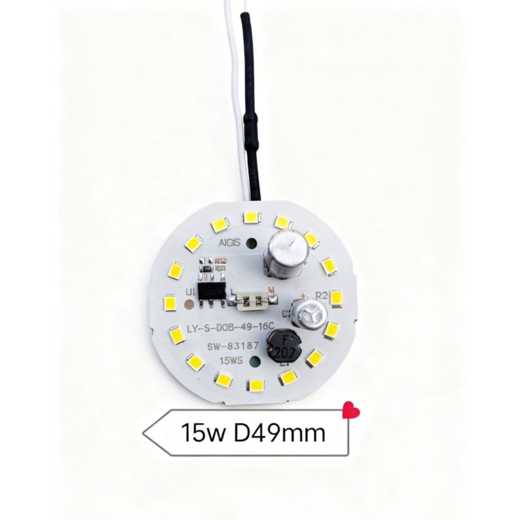 mesin lampu LED 15watt  9v ACR nyala putih terang (D49mm)