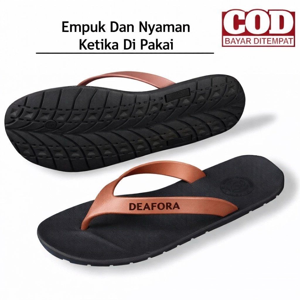 Sandal Sendal Jepit Japit Karet Spazio Hitam Pria Cowok FlipFlop Anti Slip