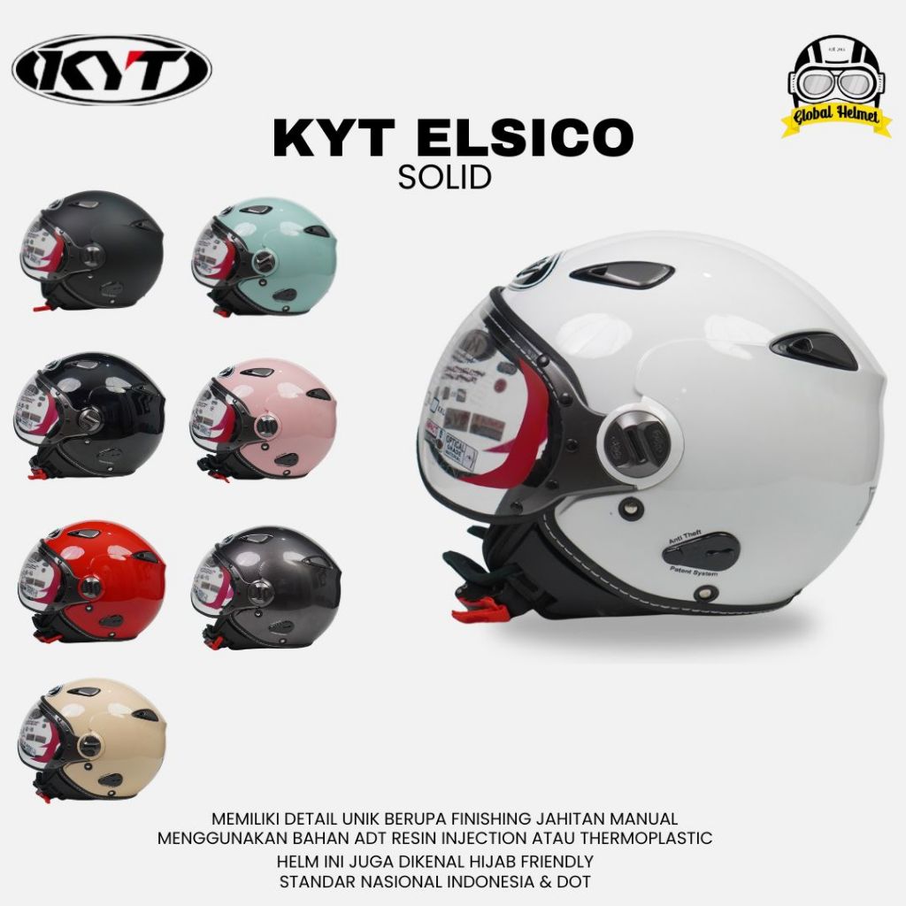 HELM KYT ELSICO SOLID WHITE HALF FACE KYT HELM HALF FACE KYT ELSICO PUTIH