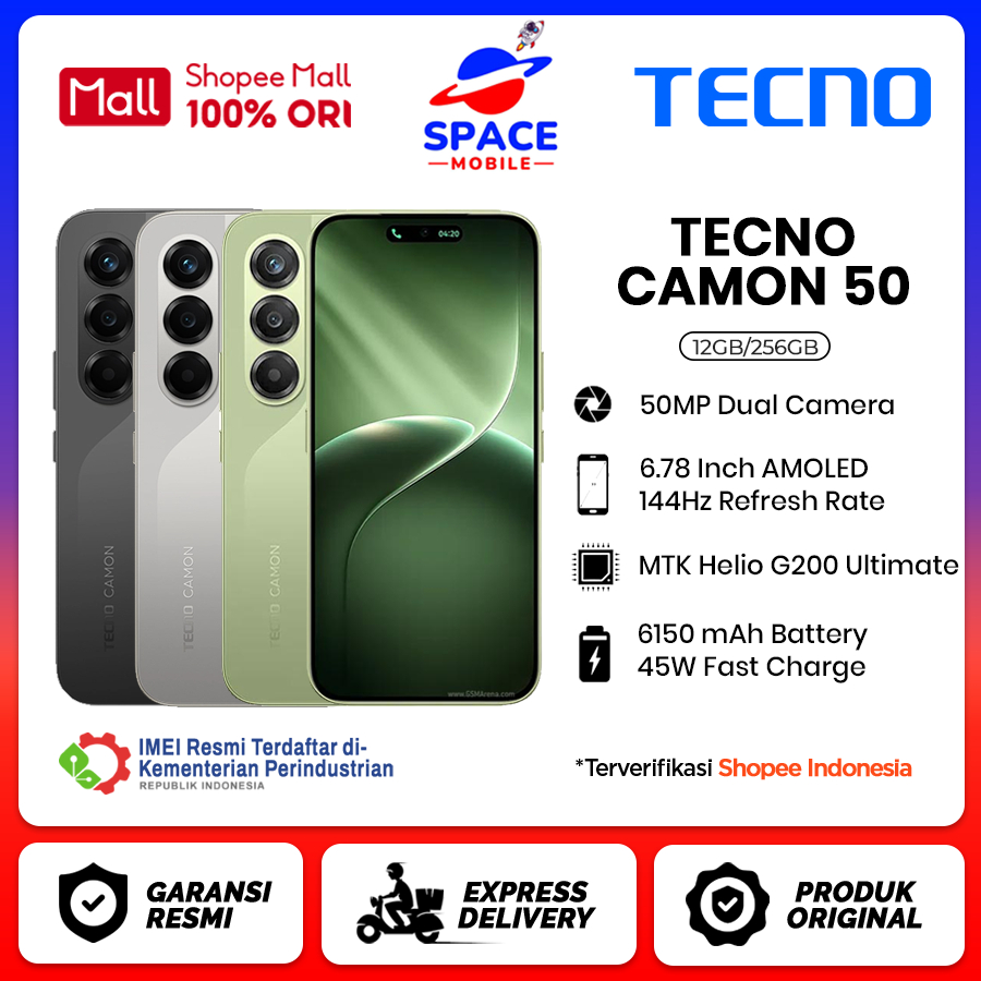Tecno Camon 50 [12GB+256GB] - Garansi Resmi 1 Tahun