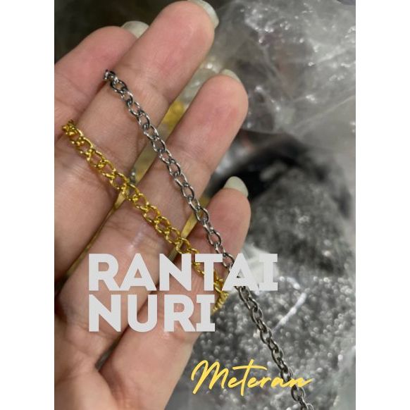 [1 meter] rantai nuri / rantai sambung pipih gepeng 07 08 09 10 silver / gold / black tali connector