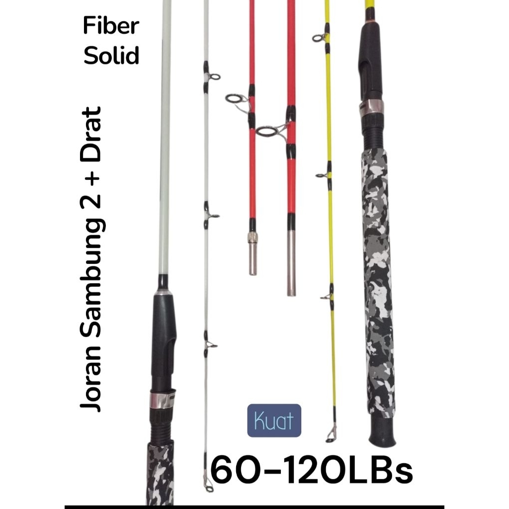 Joran Kuat Panjang 210cm (2,1Meter) FiBer Solid Sambung 2 + Drat kekutan Bisa sampai 60-120LBS Mediu