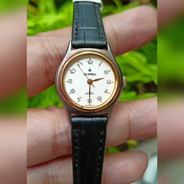BUREN DW-BU-217338 White Vintage Watch Original Second | Jam Tangan Wanita Preloved