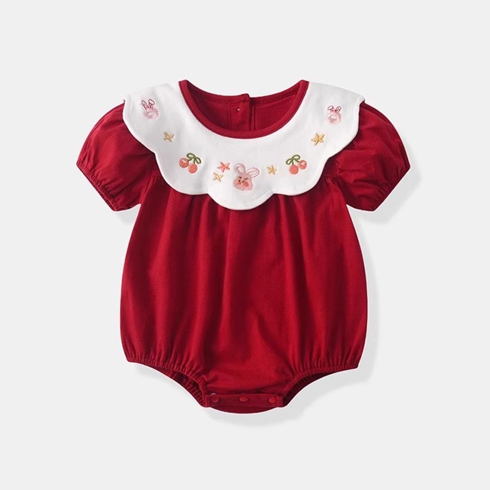 Bayi Baju Gaun liburan merah Bayi Bayi Perempuan Pakaian Jumpsuit Bodysuit Gaya Cina Pakaian Bayi Ha