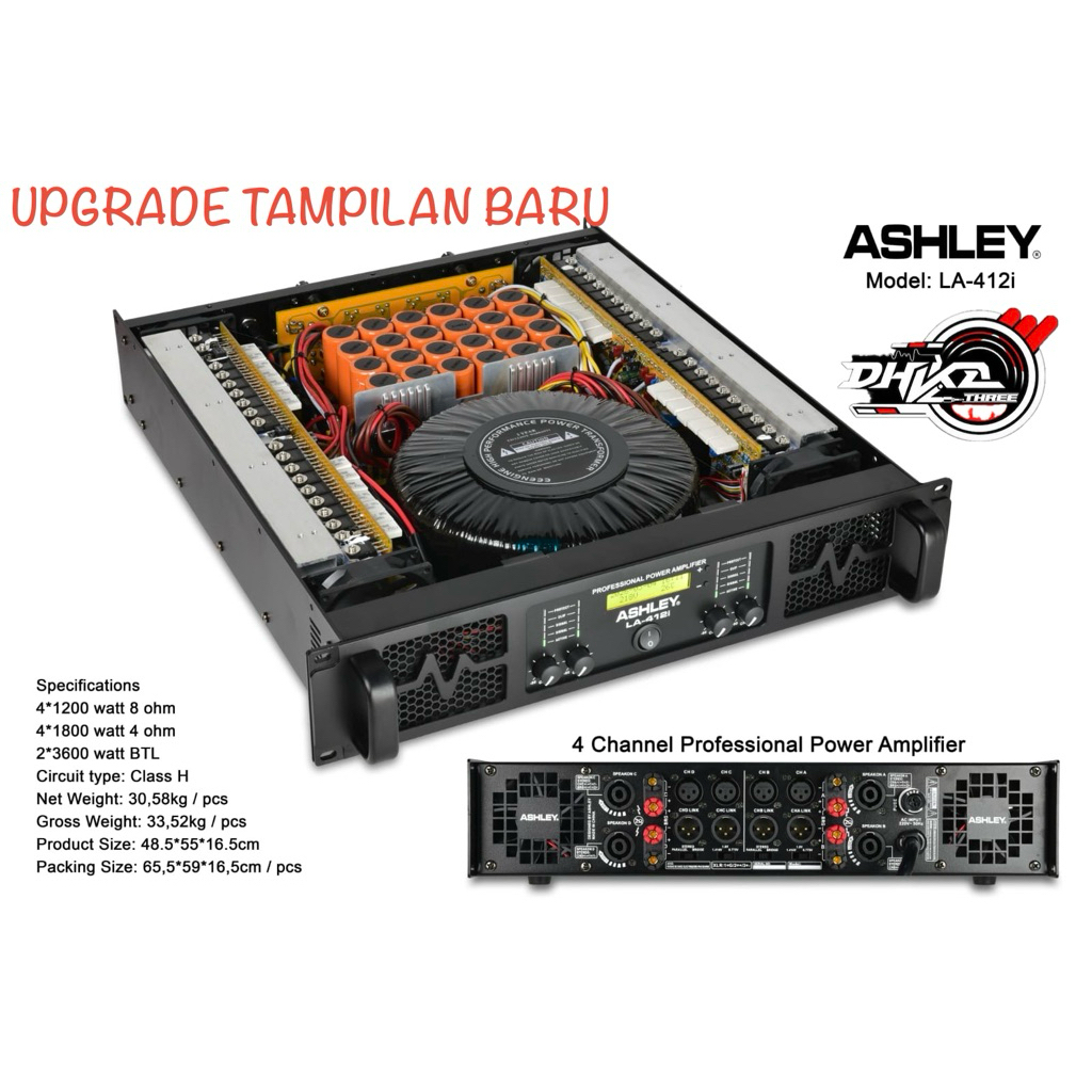 POWER AMPLIFIER ASHLEY LA 412i 4 CHANNEL MODEL BARU LED / Power Ashley La 412i LED Model baru 4 Chan