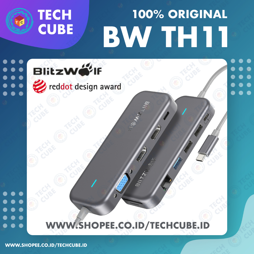 BW TH11 11 in 1 USB Type C HDMI VGA RJ45 LAN TF SD Card Hub Dongle Macbook Pro Air M1 M2 M3 M4